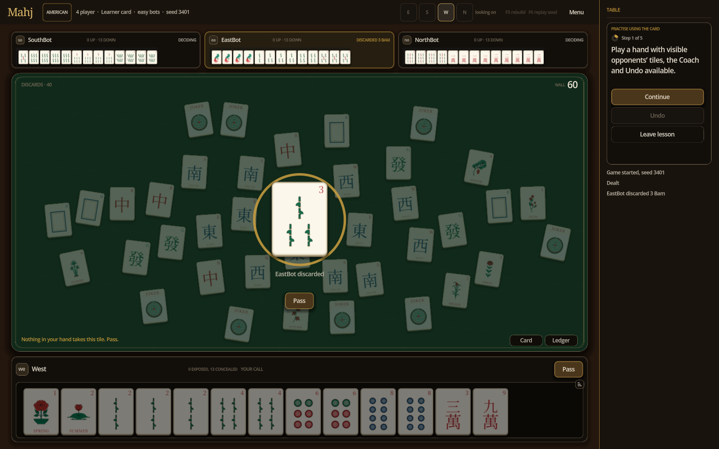 Your opponents' racks are visible so you can follow their choices as well as your own.