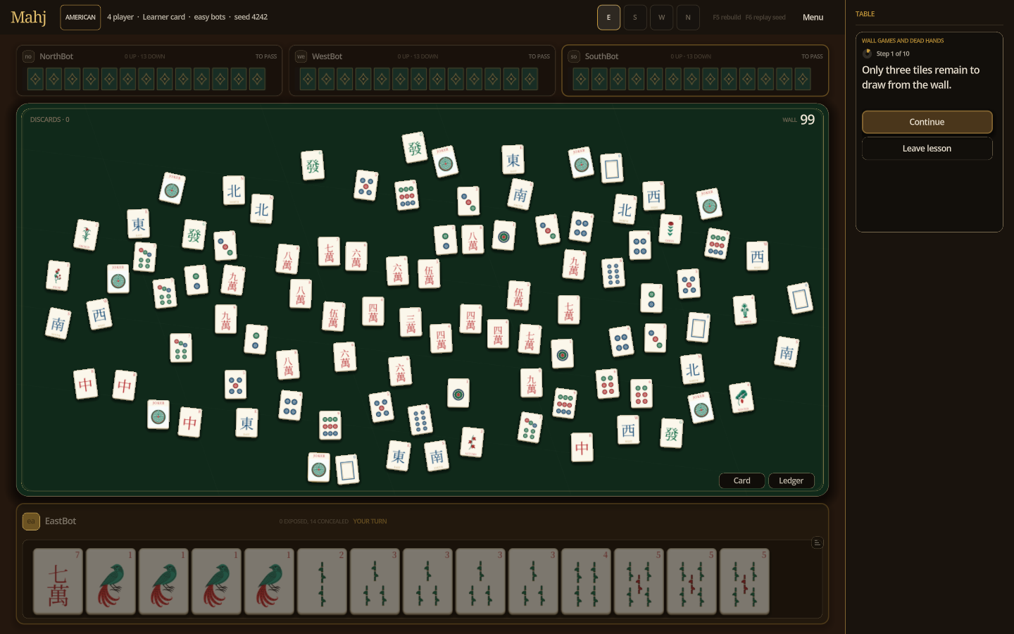 The wall count shows how many tiles remain to draw.